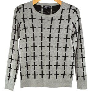 Gray Black Cross Pullover Sweater Size LARGE Cotton POL Brand NWOT